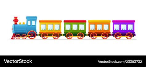 Cartoon toy train with color wagons on white Vector Image