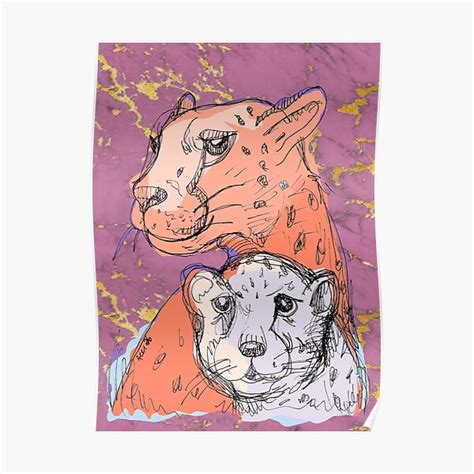 " Cheetah and Cub (drawing by ACCI)" Poster for Sale by VanyssaGraphics ...