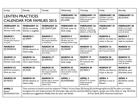 New Printable Lent Calendar | Free Printable Calendar Monthly