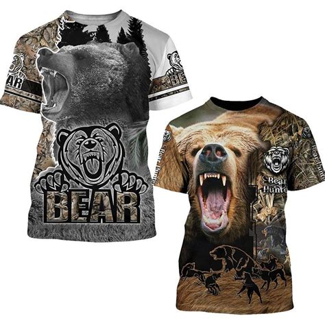 Buy Bear HUNTING Men/Women T-shirts Short Sleeve 3D Printed Bear Hunter ...