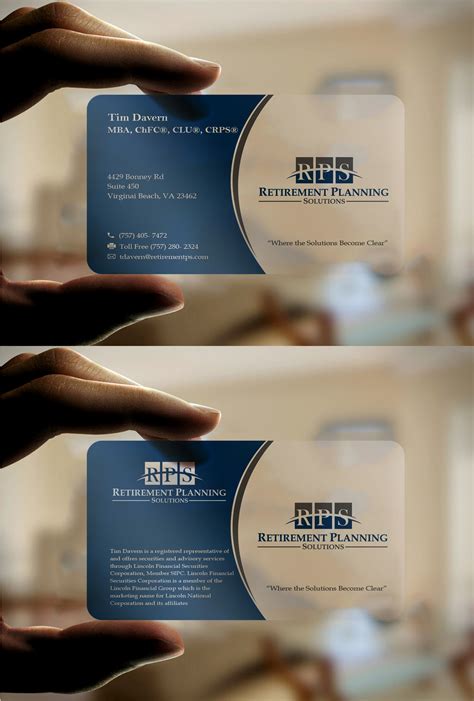 Professional, Upmarket, Financial Service Business Card Design for RPS ...