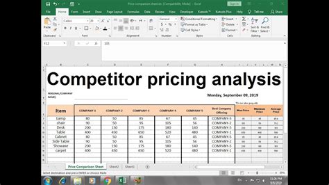 #367 How To Make Competitor price comparison excel Sheet - YouTube