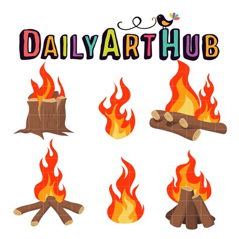 Camp Fire and Logs Clip Art Set – Daily Art Hub // Graphics, Alphabets ...