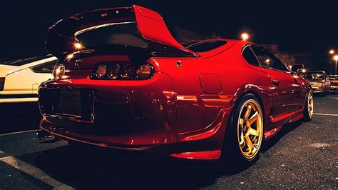 HD wallpaper: red Toyota Supra MK4, Night, Machine, Car, Parking ...