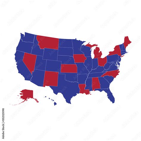 Blue and red US states. United States vector map, map of the USA, all ...