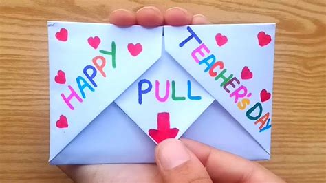 DIY - SURPRISE MESSAGE CARD FOR TEACHER'S DAY | Pull Tab Origami ...