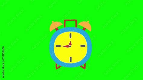 alarm clock hand drawn green screen. floating loop animation Stock ...