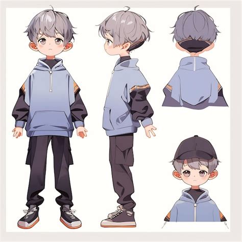 Premium Photo | Trendy Anime Boy Character Turnaround Concept Art Sheet ...