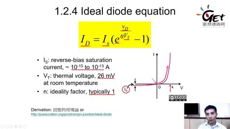 Lec.3-3 Ideal diode equation and pn junction diode / 朱士維老師 - YouTube