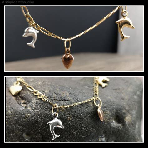 Antiques Atlas - 9ct Gold Dolphin Charm Bracelet