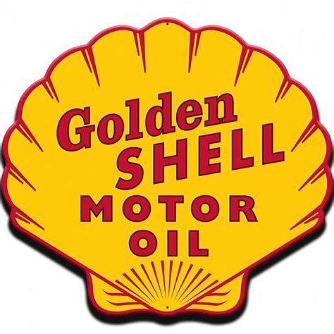 Golden Shell Motor Oil Logo Large Metal Sign Vintage Style Steel Garage ...