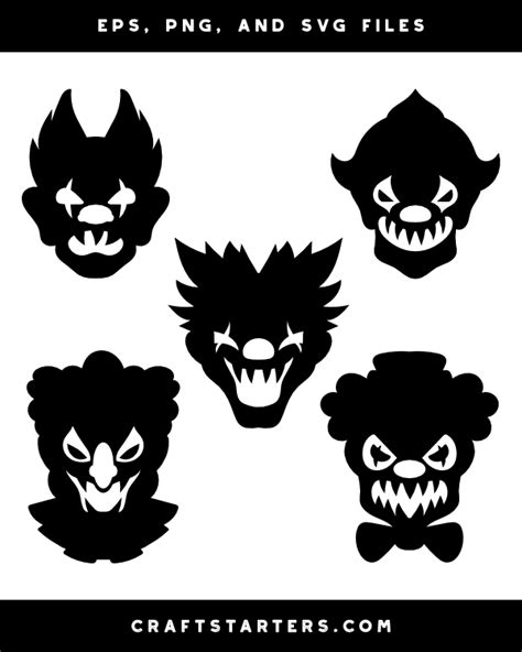 Scary Clown Face Silhouette Clip Art