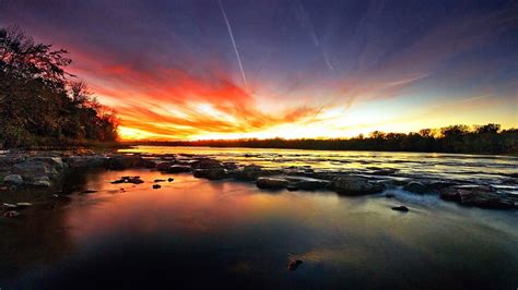 River sunset, trees, river, rocks, sunset HD wallpaper | Pxfuel