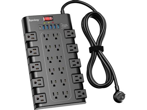 SUPERDANNY Power Strip Surge Protector | 22 AC Outlets & 6 USB Charging ...