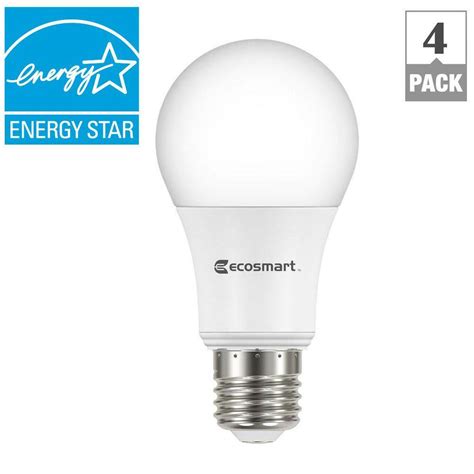 EcoSmart 60W Equivalent Daylight A19 Energy Star + Dimmable LED Light ...