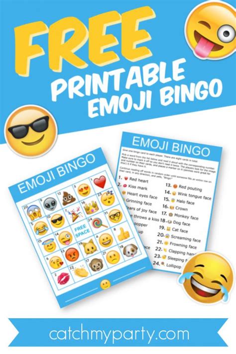 Download This Free Fantastic Printable Emoji Bingo Game! | Catch My Party