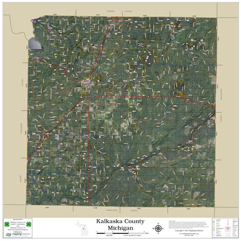 Kalkaska County Michigan 2021 Aerial Wall Map | Mapping Solutions