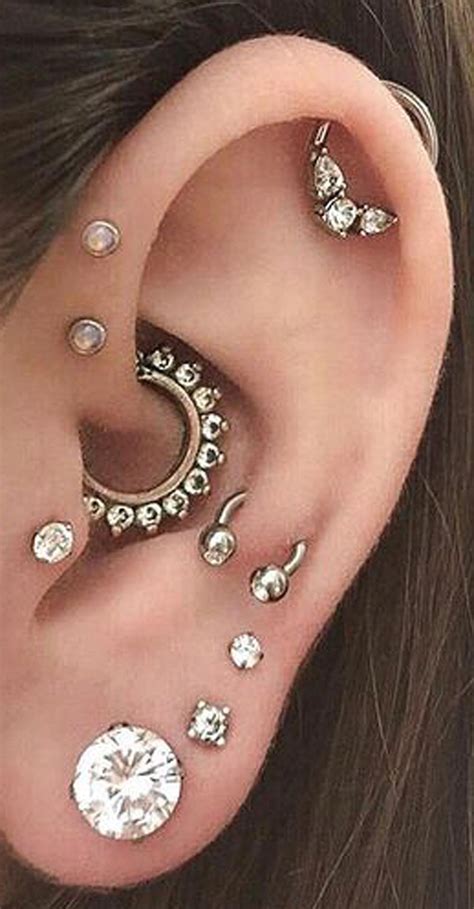 cute multiple ear piercing ideas for women cartilage helix daith ...