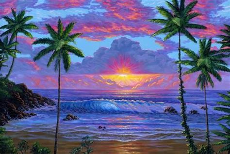 Hawaiian Beach Sunset Painting Maui Hawaii Art | Hawaii art, Sunset ...