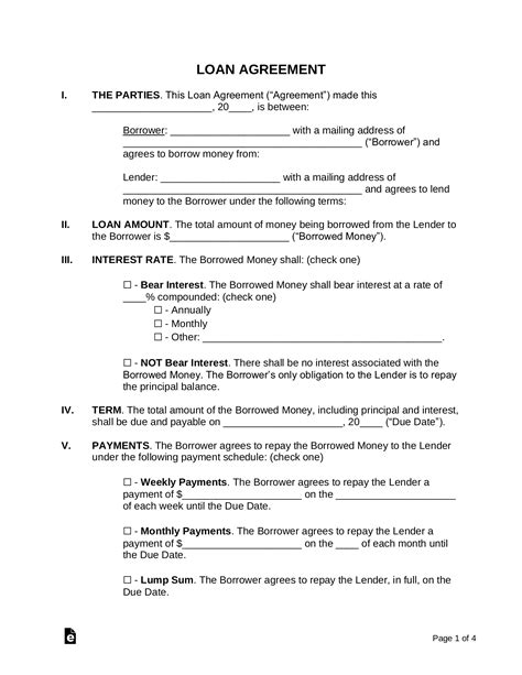 Loan Agreement Template | Free Word Templates