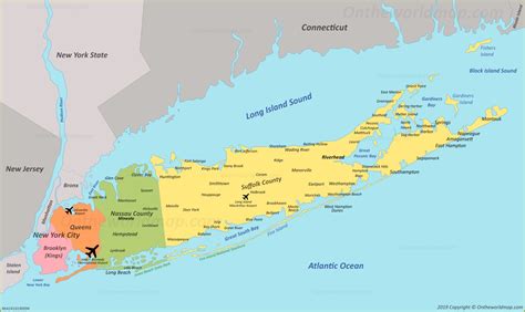 Detailed Map Of Long Island - State Coastal Towns Map