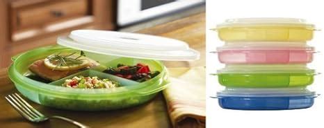 MICROWAVE DIVIDED PLATES WITH VENTED LIDS - (SET OF 4 IN ASSORTED ...