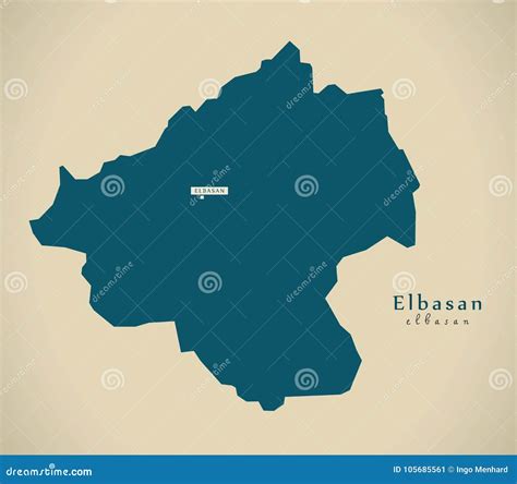 Modern Map - Elbasan AL stock illustration. Illustration of county ...