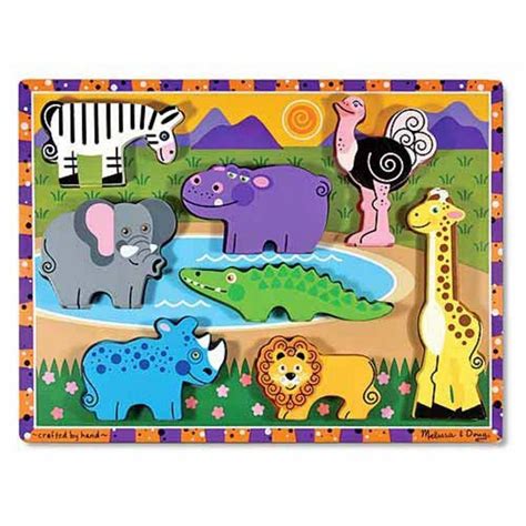 Melissa & Doug Safari Animals Wooden Chunky Puzzle