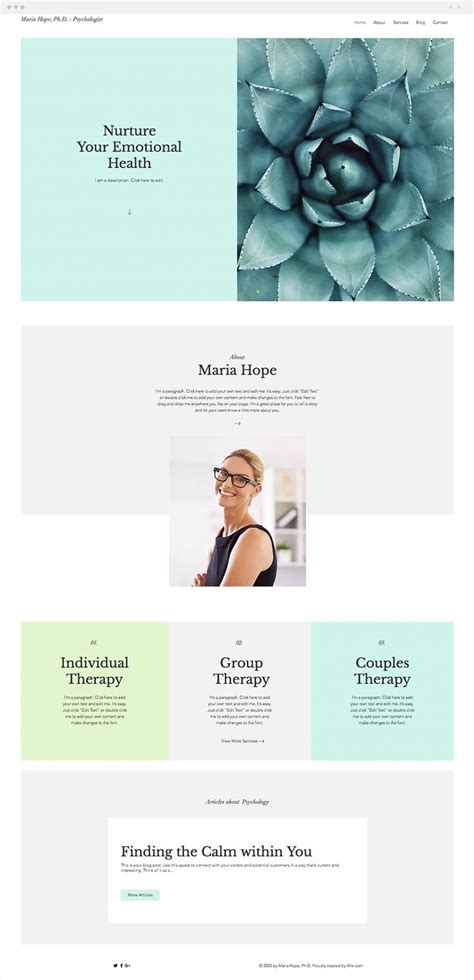 Psychologist Website Template | Therapy website design, Wix templates ...