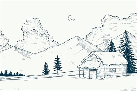 Free Vector | Winter landscape concept in hand drawn