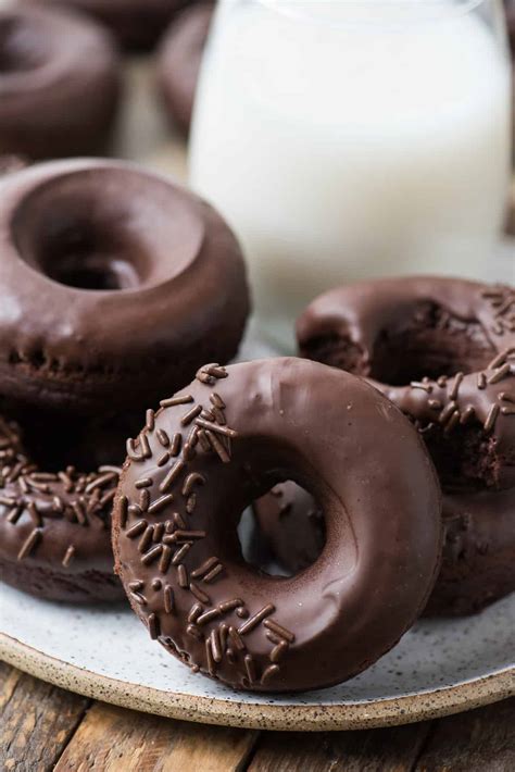 Chocolate Donuts - easy baked donuts covered in chocolate glaze!