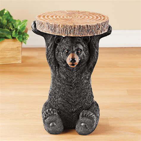 Decorative Black Bear Accent Table Cabin Decor | Collections Etc.