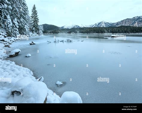 Eibsee lake winter view Stock Photo - Alamy