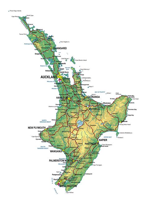 Detailed map of North Island, New Zealand with other marks | New ...