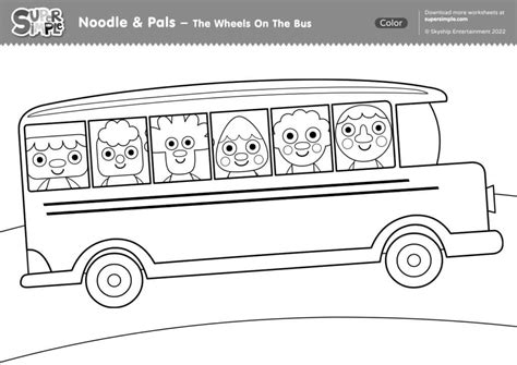 The Wheels On The Bus (Noodle & Pals Version) Coloring Page - Super Simple