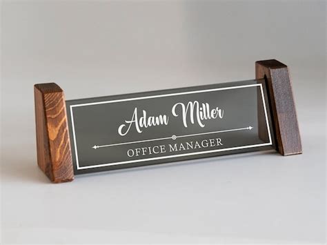 Custom Wooden Desk Name Plate, Card Holder, New Job Gift, Office Desk ...