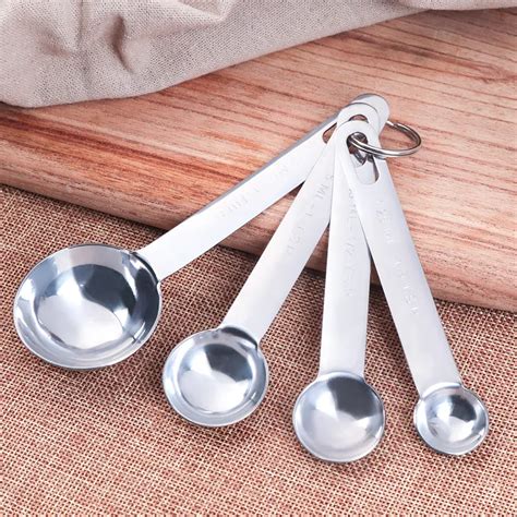 4 Pcs Stainless Steel Kitchen Measuring Spoons Scoop For Baking Sugar ...