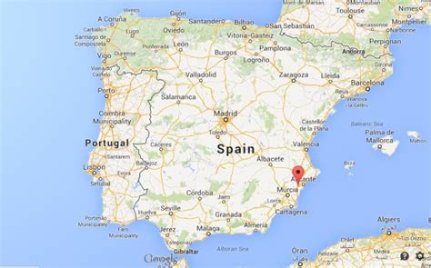 Elche on map of Spain