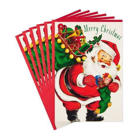 Hallmark Christmas Cards, Vintage Santa (6 Cards with Envelopes ...