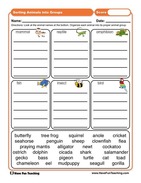 Sorting Animals Into Groups Worksheet Have Fun Teaching ...