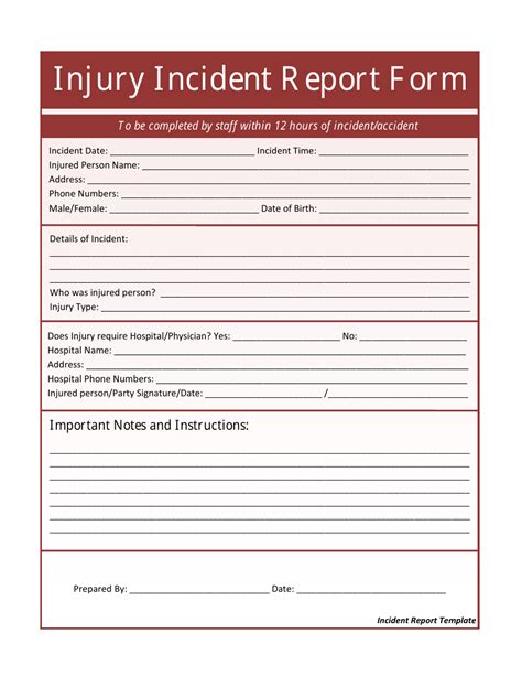 Injury Incident Report Form - Fill Out, Sign Online and Download PDF ...