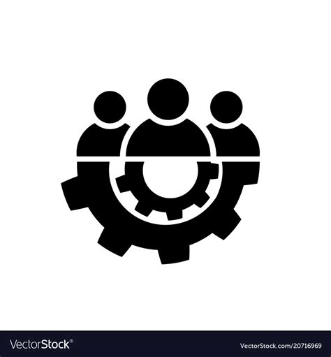 Teamwork icon in flat style team and gear symbol Vector Image