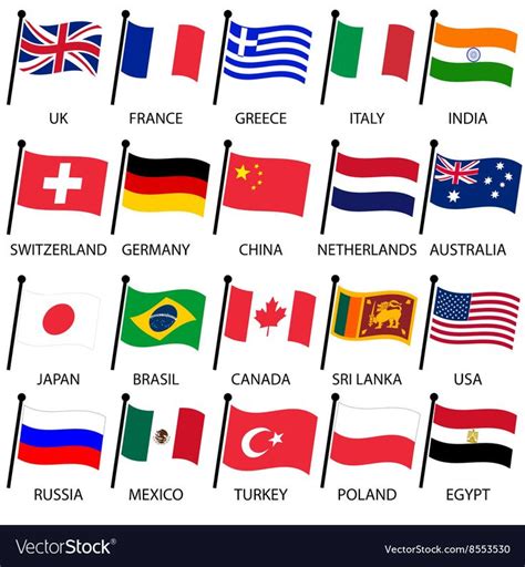 the flags of different countries with names in english and spanish ...