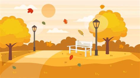 Autumnal Fall Big Tree Park Background Cartoon Design | Autumn trees ...