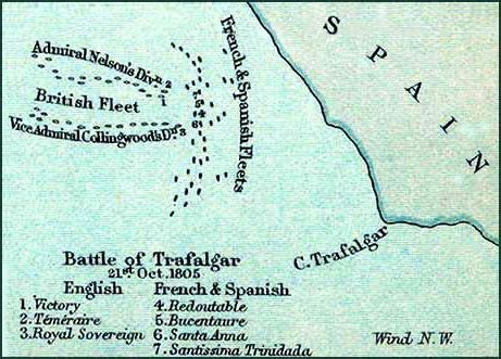 Historical Map of the Battle of Trafalgar - October 21, 1805 ...