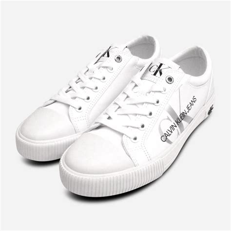 Calvin Klein All White Designer Womens Laceup CK Sneaker