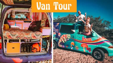 VAN TOUR | INSANE colorfull hippie van with full kitchen inside - YouTube