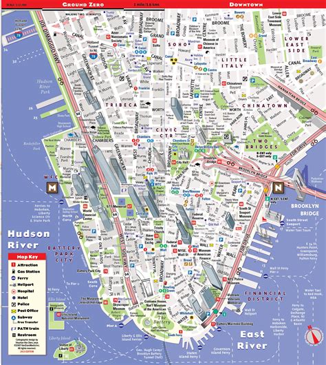 New York Downtown Map - Tourist Map Of English