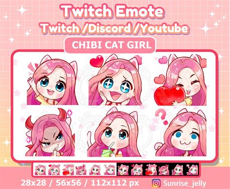 Twitch Emotes / Pink Hair Blue Eyes / Chibi Girl / Twitch Emotes Pack ...