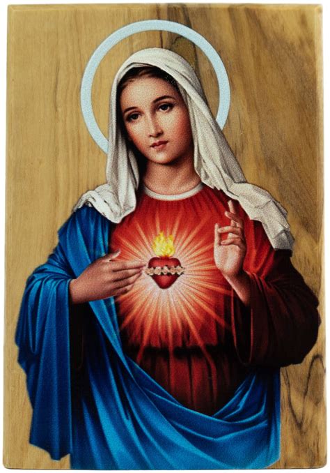 Buy Virgin Mary Immaculate Heart Icon Decor, Holy Land Olive Wood ...